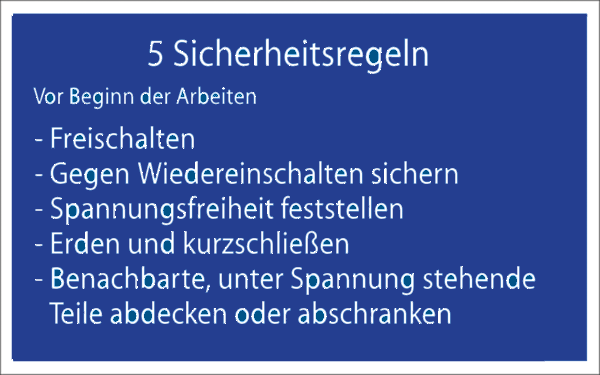 Gebotszeichenaufkleber alt .089- 5 Sicherheitsregeln