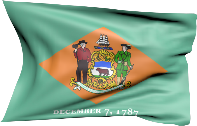 Delaware | wehende Flagge von Delaware als Aufkleber