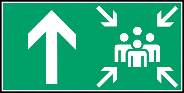 Rettungszeichenaufkleber .140- Sammelplatz Richtungshinweis (alt)