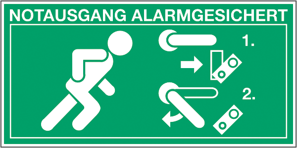 Rettungszeichenaufkleber .214-  Notausgang alarmgesichert  (alt)