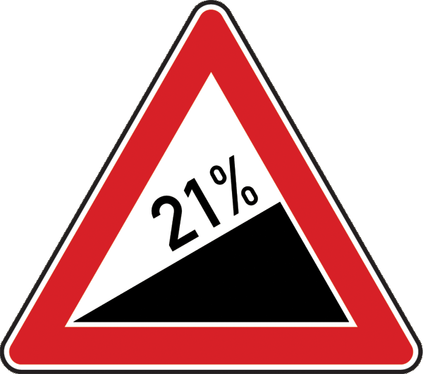Traffic sign 110.21 - Slope 21%