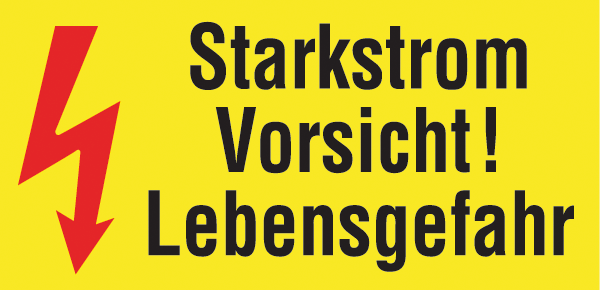 Warnzeichenaufkleber Elektro .099- Starkstrom Vorsicht! Lebensgefahr (alt)