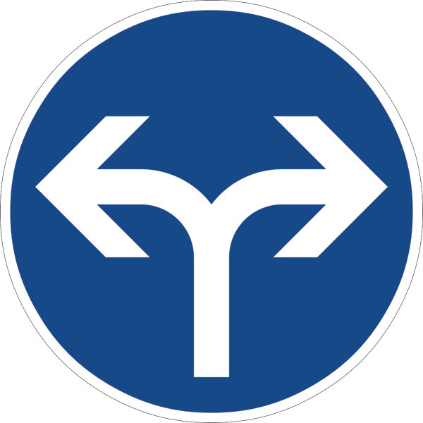 Verkehrszeichen 214.30 - Vorgeschriebene Fahrtrichtung - rechts oder links