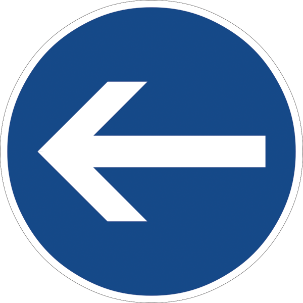 Verkehrszeichen 211.10 - Vorgeschriebene Fahrtrichtung - hier links