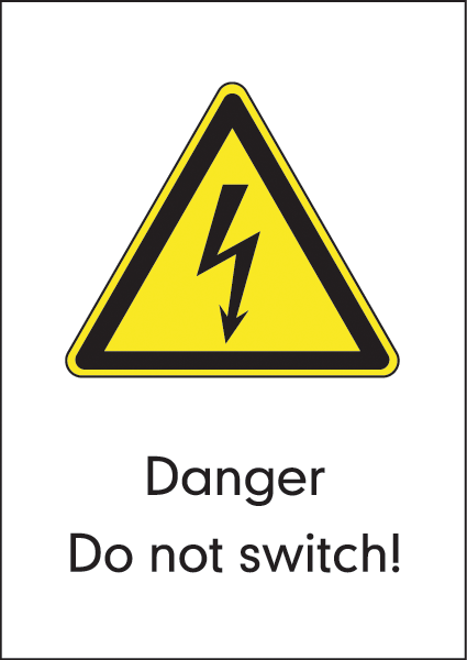 Warnzeichenaufkleber Elektro .060- Danger Do not switch! (alt)