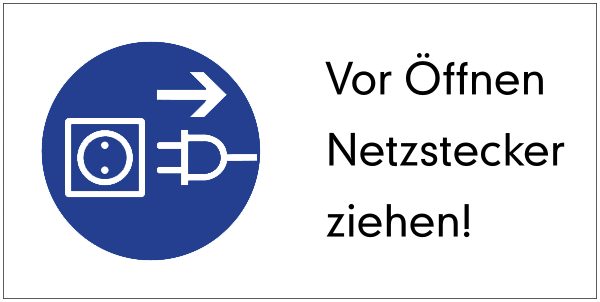 Gebotszeichenaufkleber alt .070- Vor Öffnen Netzstecker ziehen (alt)