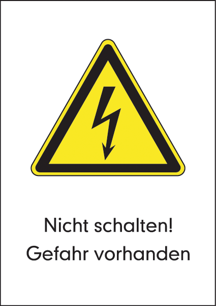 Warnzeichenaufkleber Elektro .003- Nicht Schalten! Gefahr vorhanden (alt)