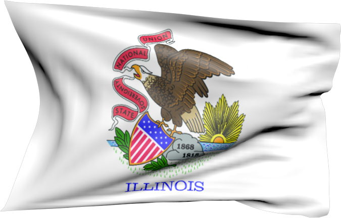 Illinois | wehende Flagge von Illinois als Aufkleber